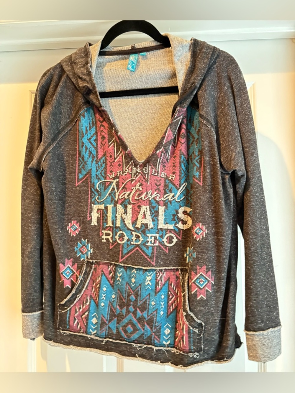 Wrangler National Finals Rodeo Grey Sweatshirt with Teal Label Accent